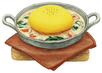 スモークサーモンとほうれん草のクリームソースオムライス