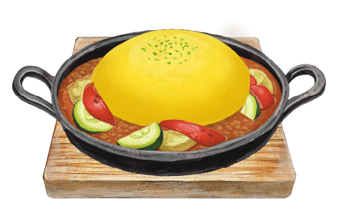 夏野菜とひき肉のスパイスカレーオムライス